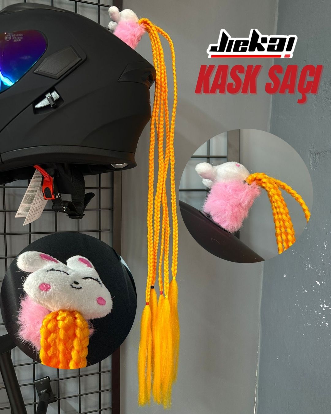 JİEKAİ KASK SAÇI TOKALI TURUNCU RENK AFRİKA ÖRGÜ MODEL-10