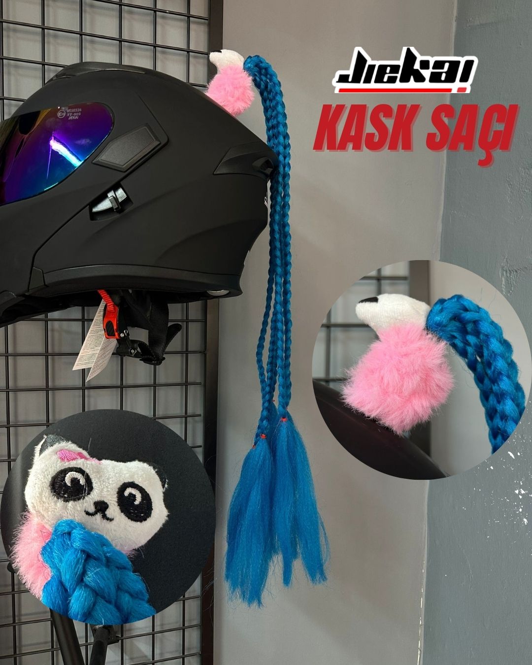 JİEKAİ KASK SAÇI TOKALI LACİVERT RENK AFRİKA ÖRGÜ MODEL-04