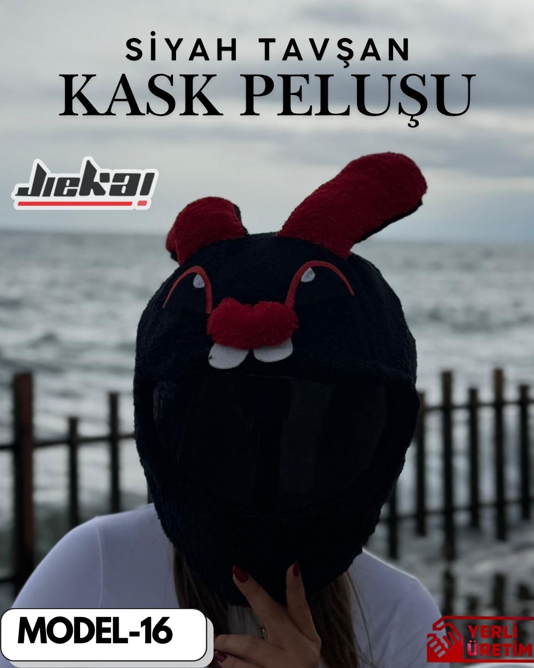 MODEL-16 KASK PELUŞU TEK EBAT SİYAH TAVŞAN