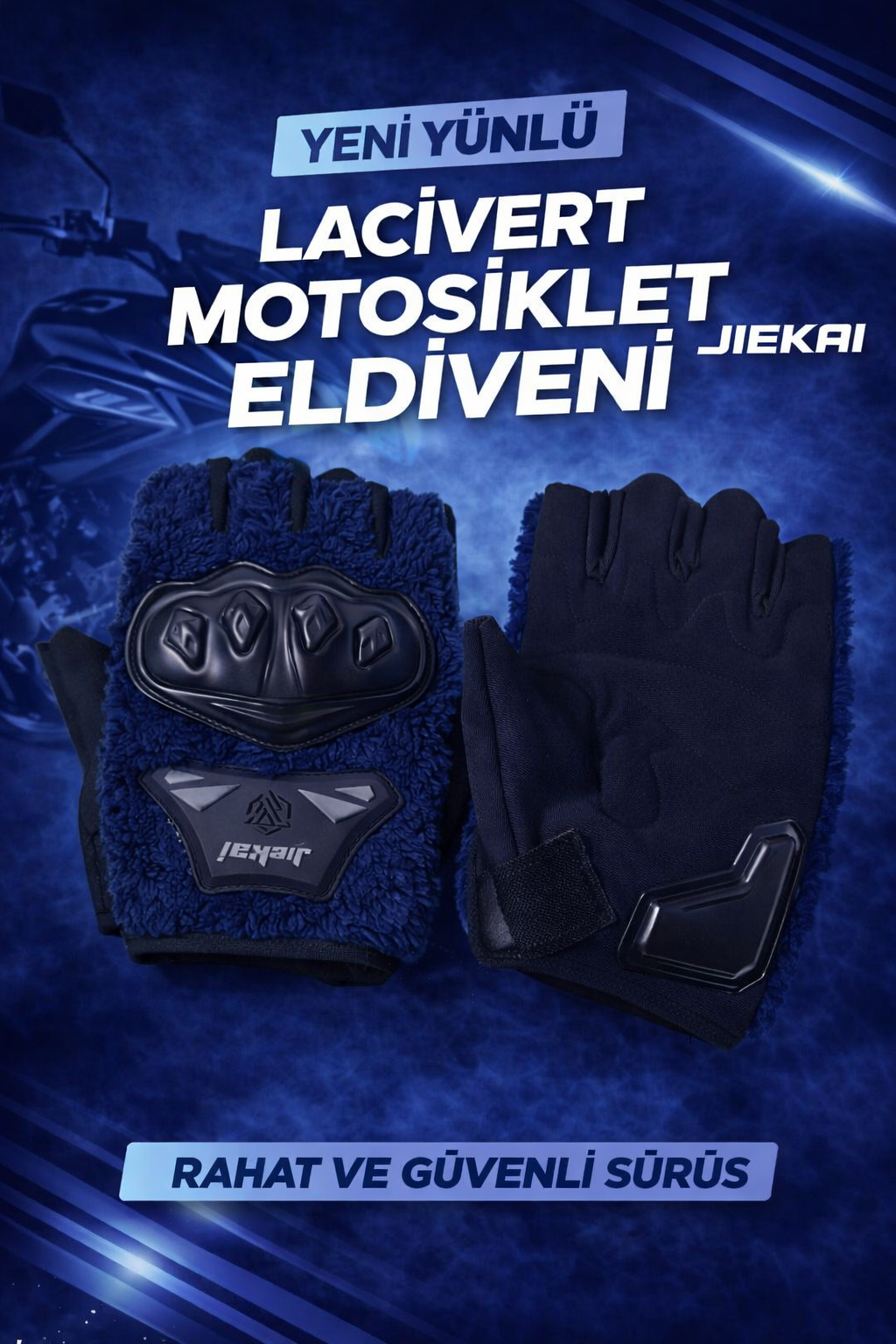 JK PELUŞLU YARIM ELDİVEN KORUMALI LACİVERT RENK